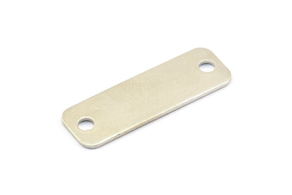 Silver Rectangle Connector, 35 Nickel Free Silver Brass Rectangle Stamping Blank Geometric Findings With 2 Holes (30x10mm) A0343 D0354