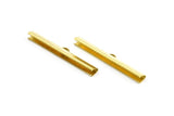 Long Ribbon Crimp, 20 Raw Brass Ribbon Crimp Ends With Loop, Findings (50mm) Brc 237  D0341