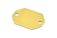 Octagon Brass Stamping, 8 Raw Brass Octagon Connectors, Stamping Blanks (26x18.5x0.80mm) D0332--Y018