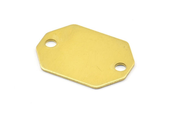 Octagon Brass Stamping, 8 Raw Brass Octagon Connectors, Stamping Blanks (26x18.5x0.80mm) D0332--Y018
