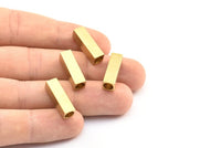 Rectangle Industrial Tube, 12 Raw Brass Rectangle Industrial Tubes, Findings (20x6mm) A0683