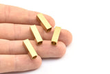 Rectangle Industrial Tube, 12 Raw Brass Rectangle Industrial Tubes, Findings (20x6mm) A0683