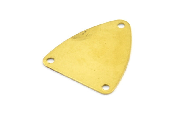 Brass Triangle Charms, 50 Raw Brass Triangle Charms with 3 Holes (18x16mm)  D0041--N0671