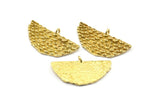Brass Half Moon, 3 Raw Brass Mermaid Semi Circle Pendants With 1 Loop (31x14x1.8mm) E269