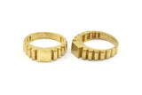 Brass Rectangle Ring, 3 Raw Brass Textured Ring Rectangle Settings (19mm) E263