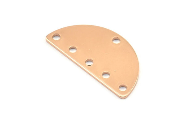 Gül Altın Daire Boşluğu, 6 Delikli 3 Gül Altın Kaplamalı Pirinç Yarım Daire Boşluğu (25x12,5x0,80 mm) A0876 Q0469