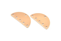 Gül Altın Daire Boşluğu, 6 Delikli 3 Gül Altın Kaplamalı Pirinç Yarım Daire Boşluğu (25x12,5x0,80 mm) A0876 Q0469