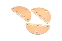 Gül Altın Daire Boşluğu, 6 Delikli 3 Gül Altın Kaplamalı Pirinç Yarım Daire Boşluğu (25x12,5x0,80 mm) A0876 Q0469