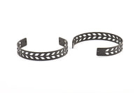Black Chevron Cuff - 1 Oxidized Brass Black Chevron Cuff Bracelet Blank Bangle With 2 Holes (10x145x0.80mm) T100-0