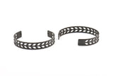Black Chevron Cuff - 1 Oxidized Brass Black Chevron Cuff Bracelet Blank Bangle With 2 Holes (10x145x0.80mm) T100-0
