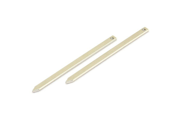 Silver Necklace Bar, 24 Silver Tone Bars With 1 Hole (35x2x0.8mm) E110