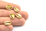 Brass Shell Finding, 6 Raw Brass Cowrie Shell Findings, Pendants, Charms, Earrings, Beads (10-16mm) E200