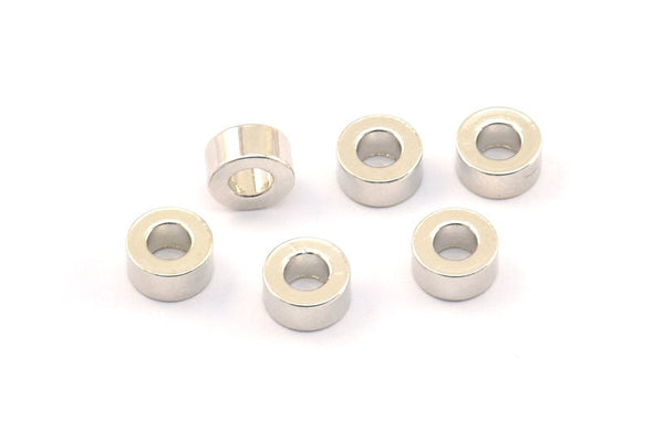 Silver Industrial Spacer Bead, 25 Silver Tone Industrial Findings, Spacer Beads (6x3mm) A0435