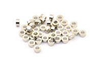 Silver Industrial Spacer Bead, 25 Silver Tone Industrial Findings, Spacer Beads (6x3mm) A0435