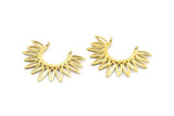 Brass Sunny Pendant, 3 Raw Brass Sunny Ethnic Pendants With 2 Loops, Findings, Charms (36.5x27x1.7mm) E212