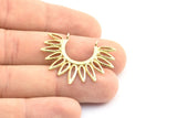 Brass Sunny Pendant, 3 Raw Brass Sunny Ethnic Pendants With 2 Loops, Findings, Charms (36.5x27x1.7mm) E212