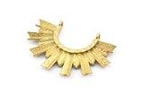 Brass Sun Pendant, 3 Raw Brass Textured Sunny Pendants With 2 Loops (34.5x24x2.2mm) E205