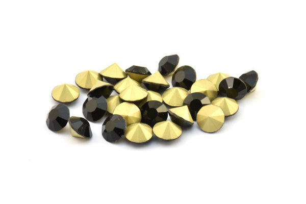 Jet Swarovski Elmas, 8,3 mm Ped İçin 12 Jet Swarovski Elmas SS39
