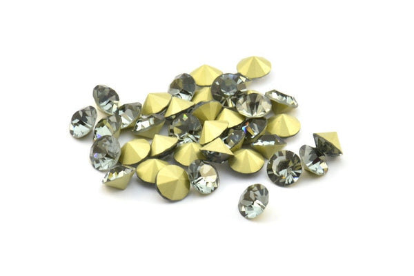 Siyah Elmas Swarovski Elması, 8,3 mm Ped İçin 12 Siyah Elmas Swarovski Elması SS39