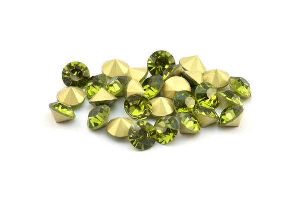 Peridot Swarovski Elmas, 8,4 mm Ped İçin 12 Peridot Swarovski Elmas SS39