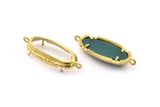 Brass Oval Setting, 4 Raw Brass Oval Settings With 2 Loops and 1 Pad Setting (30.5x12x5.5mm) E203