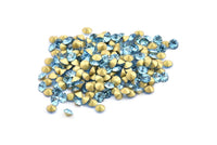Akuamarin Swarovski Elmas, 4 mm SS16 Ped İçin 12 Akuamarin Swarovski Elmas