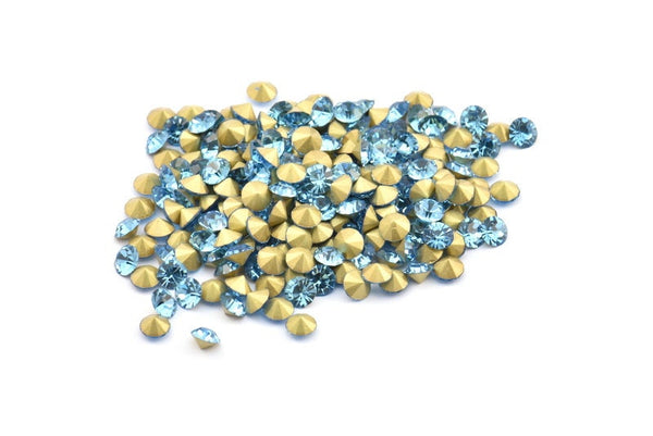 Akuamarin Swarovski Elmas, 4 mm SS16 Ped İçin 12 Akuamarin Swarovski Elmas