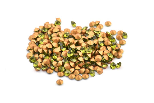 Peridot Swarovski Elmas, 3,9 mm Ped SS16 İçin 12 Peridot Swarovski Elmas