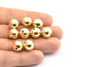 Gold Ball Bead, 12 Gold Lacquer Plated Brass Spacer Beads, Findings (12mm) Brsm2 - A0747 Q0298