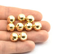 Gold Ball Bead, 12 Gold Lacquer Plated Brass Spacer Beads, Findings (12mm) Brsm2 - A0747 Q0298