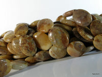 Sütlü Kahverengi Jasper 25 mm Oval Değerli Taş Boncuklar Tam Sıra T026
