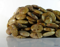 Sütlü Kahverengi Jasper 25 mm Oval Değerli Taş Boncuklar Tam Sıra T026