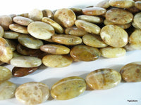 Sütlü Kahverengi Jasper 25 mm Oval Değerli Taş Boncuklar Tam Sıra T026