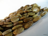 Sütlü Kahverengi Jasper 25 mm Oval Değerli Taş Boncuklar Tam Sıra T026