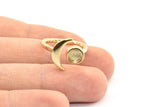 Gold Ring Settings, 1 Gold Plated Brass Moon And Planet Ring With 1 Stone Setting - Pad Size 6.2mm BS 1964 Q0120