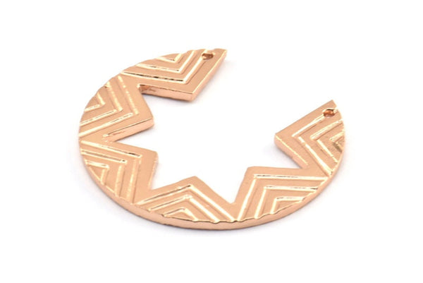 Gül Altın Hilal Kolye, 2 Delikli 1 Gül Altın Kaplama Pirinç Hilal Etnik Kolye, Bulgular, Tılsımlar (30x1,4 mm) U118 Q0430