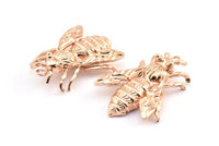Huge Bee Pendant, 1 Rose Gold Plated Brass Bee Charm Pendant (41x34mm) N0350 Q0332