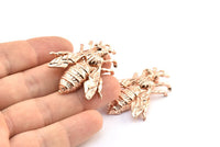 Huge Bee Pendant, 1 Rose Gold Plated Brass Bee Charm Pendant (41x34mm) N0350 Q0332