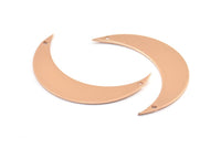 Rose Gold Crescent Charm, 2 Rose Gold Plated Brass Moons with 2 Holes (44x11x0.80mm) Moon18 Q0279
