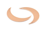 Rose Gold Crescent Charm, 2 Rose Gold Plated Brass Moons with 2 Holes (44x11x0.80mm) Moon18 Q0279