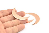 Rose Gold Crescent Charm, 2 Rose Gold Plated Brass Moons with 2 Holes (44x11x0.80mm) Moon18 Q0279