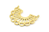 Ethnic Sun Pendant, 4 Raw Brass Semi Circle Pendant With 2 Loops (30x24.5x1.1mm) E242
