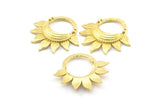Brass Flower Pendant, 3 Raw Brass Elegant Semi Flower Findings, Earrings (30x29x4mm) E244
