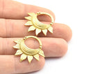 Brass Flower Pendant, 3 Raw Brass Elegant Semi Flower Findings, Earrings (30x29x4mm) E244