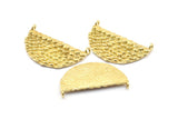 Brass Half Moon, 2 Raw Brass Mermaid Semi Circle Pendants With 2 Loops (32x18x2mm) E241