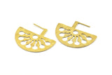 Brass Ethnic Earring, 2 Raw Brass Semi Circle Earrings (37x29.5x1mm) E243