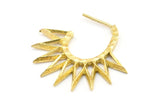 Brass Sun Earring, 2 Raw Brass Textured Sunny Earrings (34x32x2mm) E245