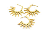 Brass Sun Earring, 2 Raw Brass Textured Sunny Earrings (34x32x2mm) E245