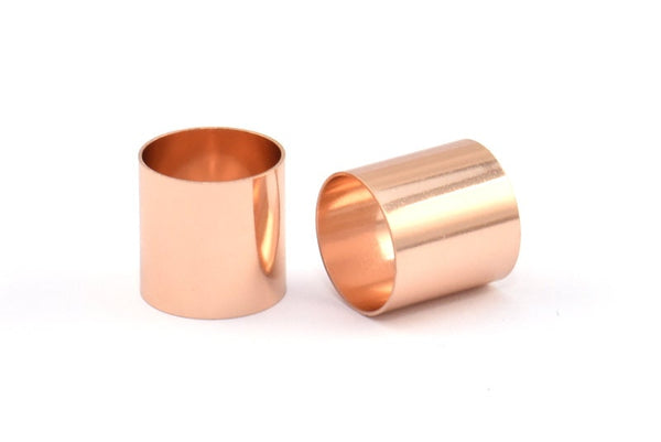 Rose Gold Tube Beads - 6 Rose Gold Plated Brass Tube Beads (12x12mm) Bs 1470 Q0331