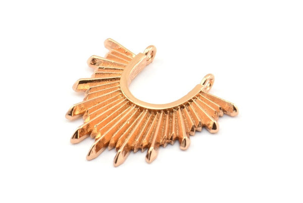 Rose Gold Textured Pendant, 1 Rose Gold Plated Brass Textured Pendants With 2 Loops, Charms, Findings, Earrings (28x29x2.5mm) BS 2137 Q0453